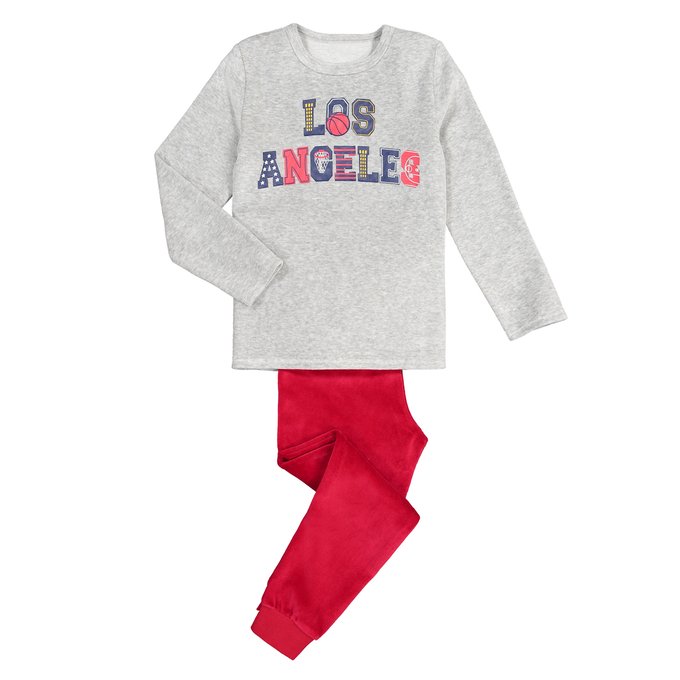 3-12 Years La Redoute Collections Big Boys Velour Long-Sleeved Pyjamas