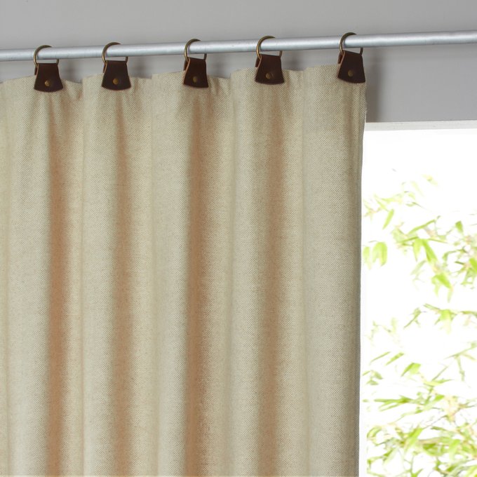 Nelson Tweed Look Leather Tab Single Curtain Am Pm La Redoute