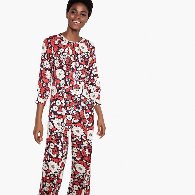 orange print jumpsuit