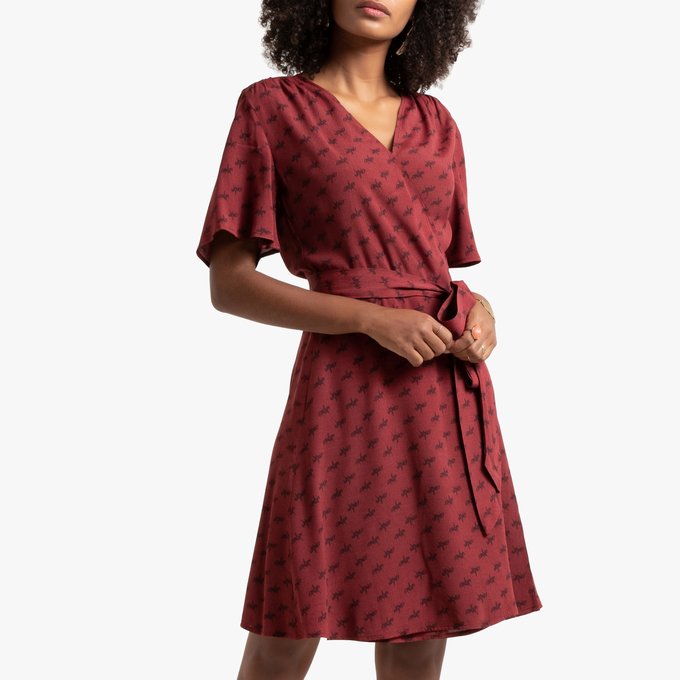 Cowboy print wrapover dress with short 