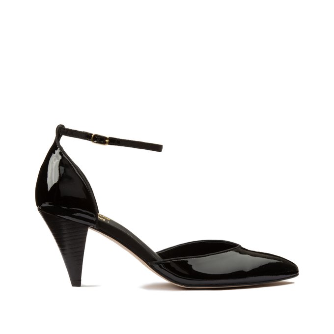 Patent leather heels with ankle strap 