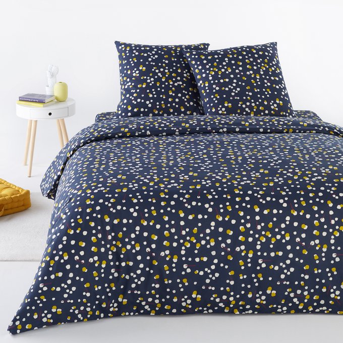 Qanik Dotted Print Cotton Duvet Cover Indigo Print La Redoute