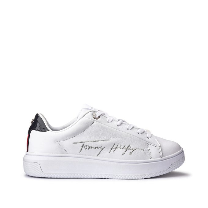 tommy hilfiger white leather trainers