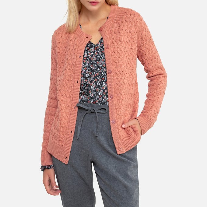pink fine knit cardigan