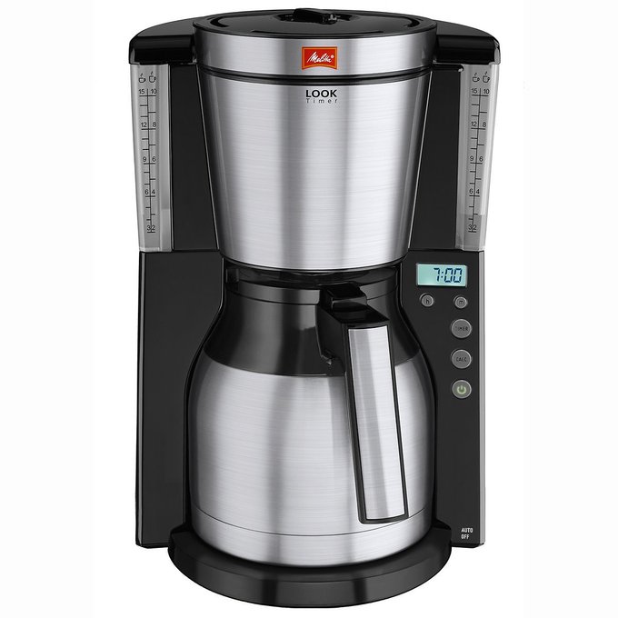 Cafetiere Filtre Programmable Look Iv Therm Timer Noir Inox Melitta La Redoute