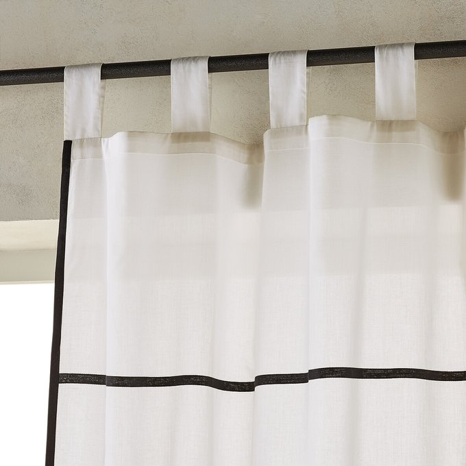 Jamdi Curtain Panel In Sheer Organic Cotton White Am Pm La Redoute - Sheer Black Curtains With Valance
