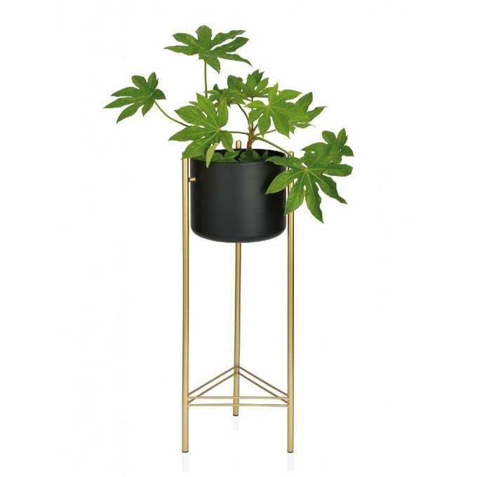 Pot De Fleur 80 Cm De Hauteur Cache Pot Sur Pied En Metal Dore Et Pot Noir Hauteur 80cm Dore Wadiga La Redoute