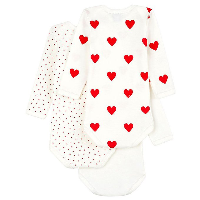 Lot De 3 Bodies 3 Mois 3 Ans Petit Bateau Imprime Coeur La Redoute