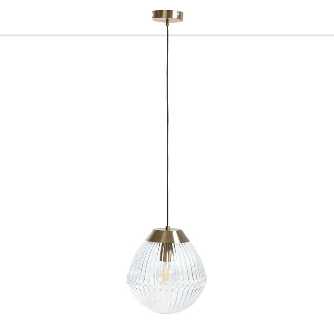 Suspension laiton et verre strié, ari transparent La Redoute Suspension laiton et verre strié, ari transparent La Redoute