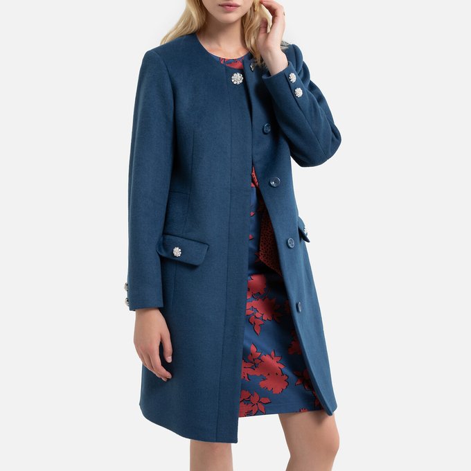 Manteau mi long fermeture boutonnée bleu de prusse Anne Manteau femme ANNE WEYBURN | La Redoute