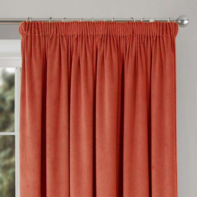 Montreal Velvet Lined Door Curtain Panel Terracotta Terracotta