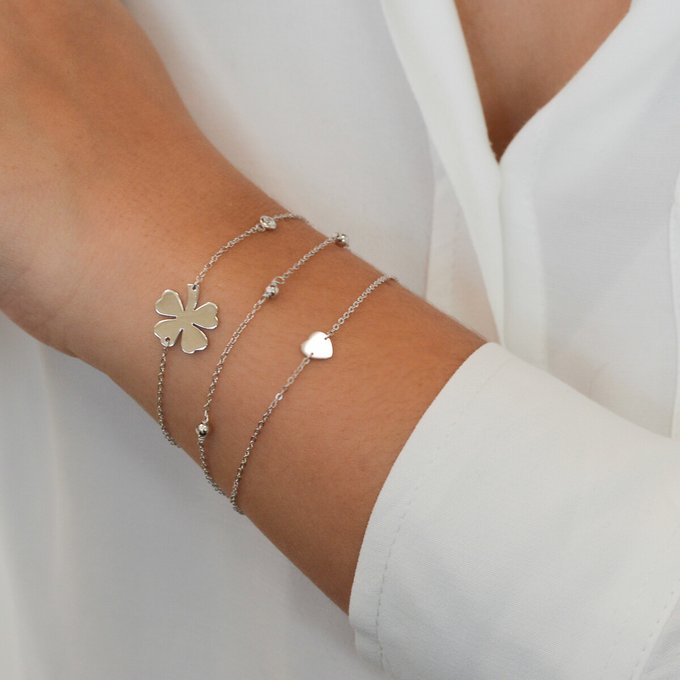 Pulseira Coração, em prata