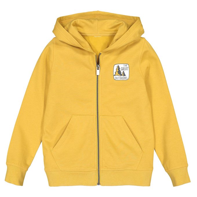 Zip Up Cotton Mix Hoodie 3 12 Years Yellow La Redoute Collections La Redoute