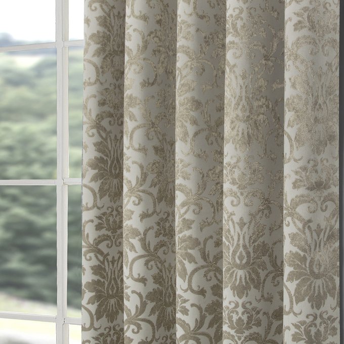 Denton Damask Blockout Eyelet Curtains Gold Gold Coloured