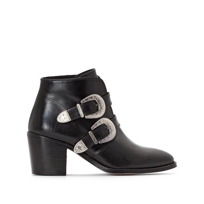 western heeled ankle boots