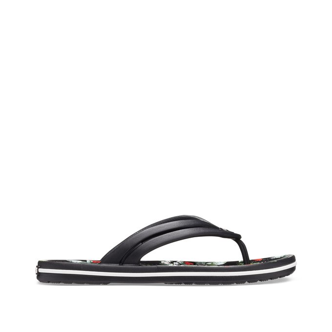 black croc flip flops