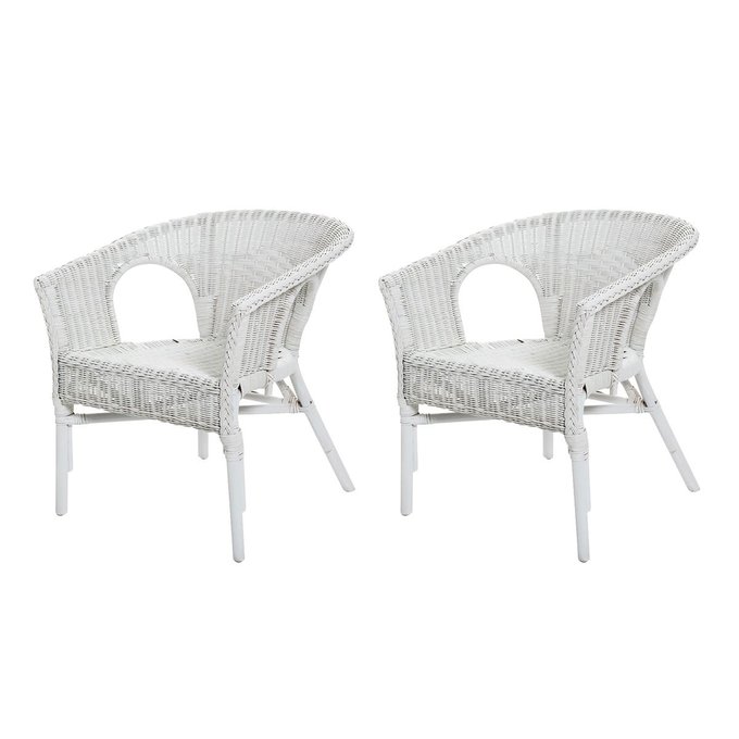 Lot De 2 Fauteuils Chris Blanc En Osier Blanc Rotin Design La Redoute