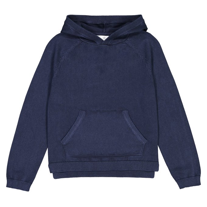 navy knitted hoodie