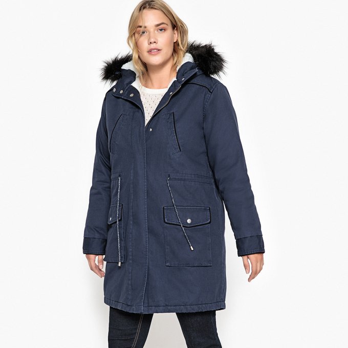 plus size parkas with fur hood