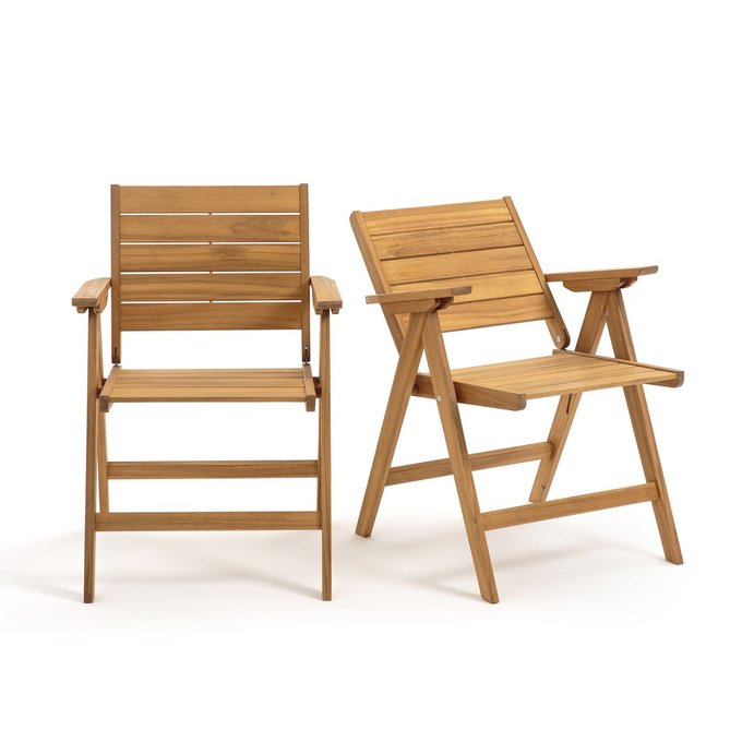 2 fauteuils pliants réalto, en acacia acacia La Redoute Table de jardin pliante réalto, acacia, 2 allonges acacia La