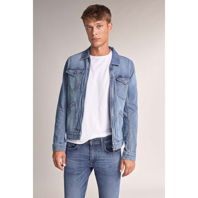 Veste en jean avec fermeture éclair são francisco bleu clair Manteau et blouson homme SALSA | La Redoute