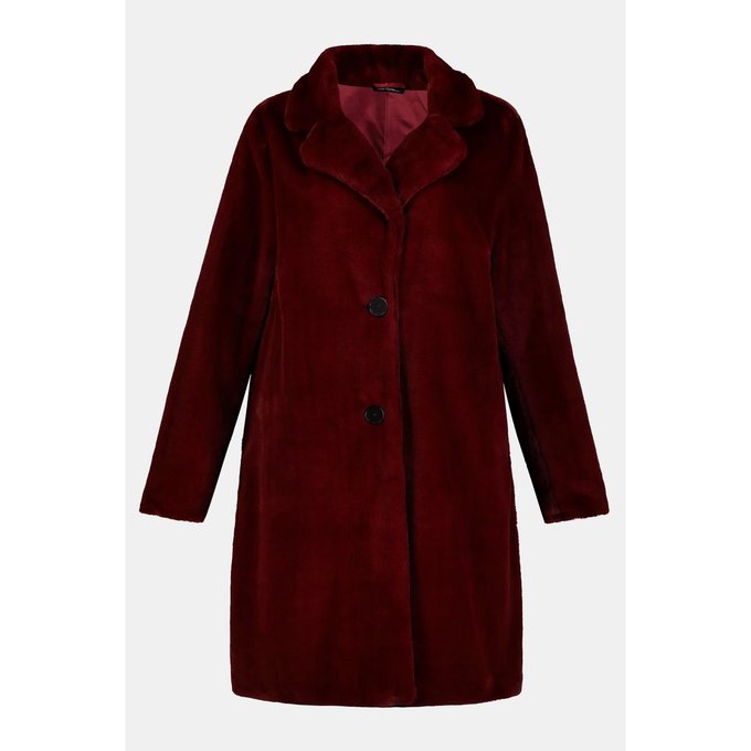 Manteau fausse fourrure rouge cerise Ulla Popken | La Redoute Manteau corolle | La Redoute