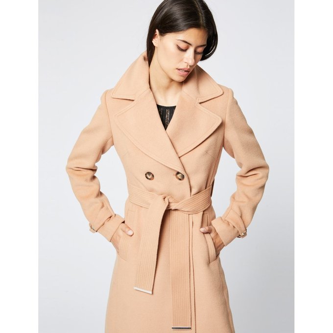 Redoute à revers Manteau camel droit MorganLa col ceinturé m8OwN0vn