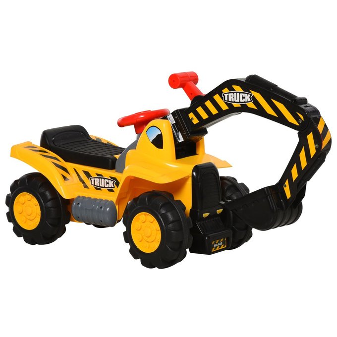 Tracteur Tractopelle Porteur Enfant Des 3 Ans Coffre Panier De Basket Integre Et Balles Hdpe Jaune Noir Jaune Homcom La Redoute