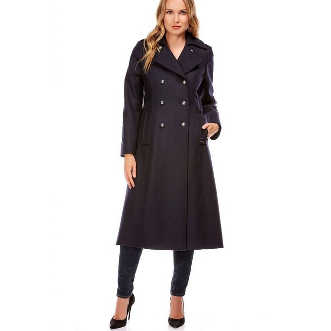 Manteau en laine made in france Dalmard Marine | La Redoute Manteau en laine avec ceinture bleu nuit Mango | La Redoute