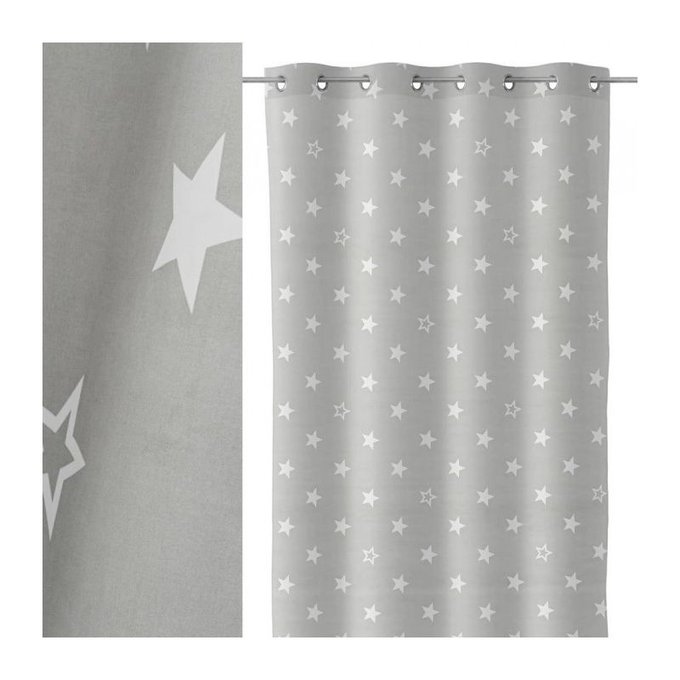 Rideau A œillets Gris Etoiles Blanches Chambre Enfant Longueur 260cm Gris Wadiga La Redoute