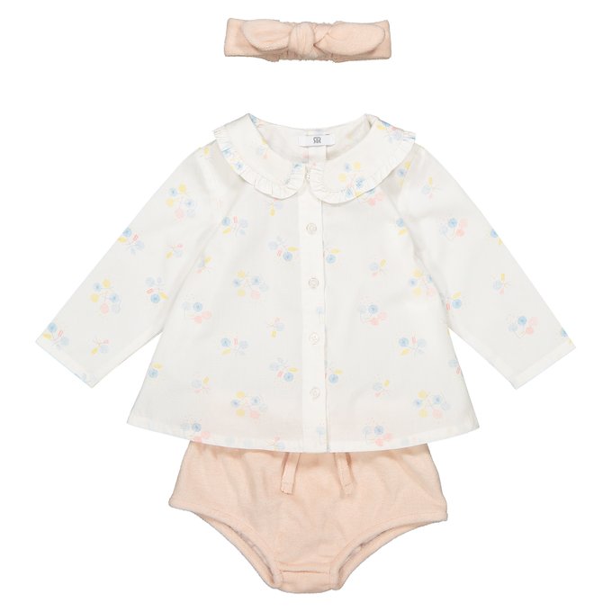 La Redoute Collections Big Girls Printed All-in-One 20 in. Birth-3 Years White Size 0 Month