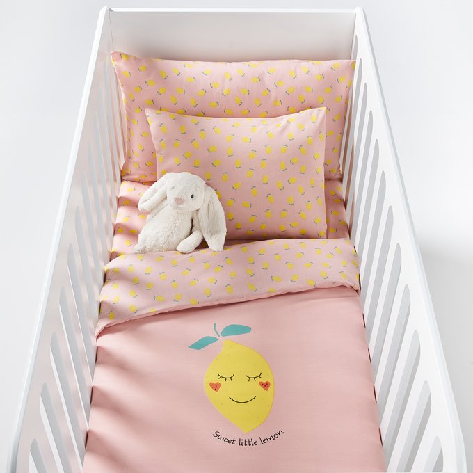 Sweet Lemon Baby S Cotton Duvet Cover Yellow Pink La Redoute
