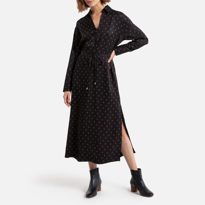 black shirt dress long sleeve