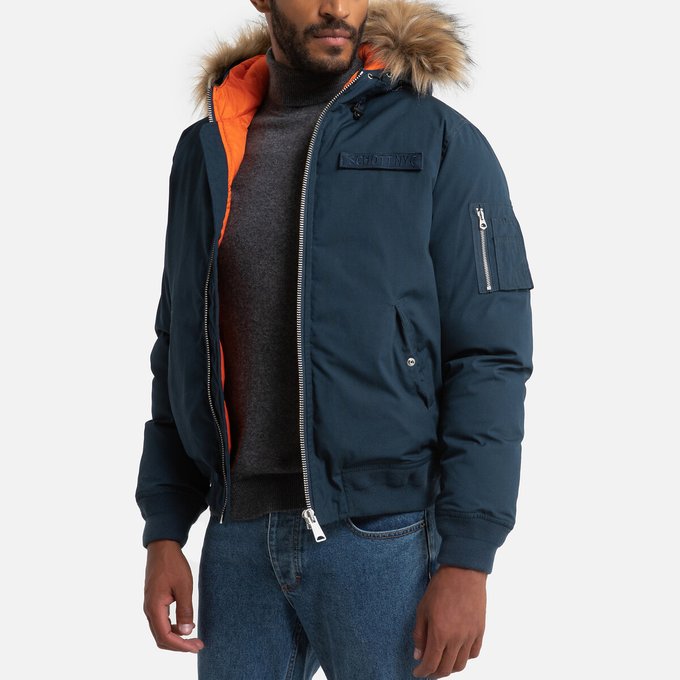 Blouson bomber zippé à capuche powell Schott | La Redoute Blouson chaud à capuche tornado Schott | La Redoute