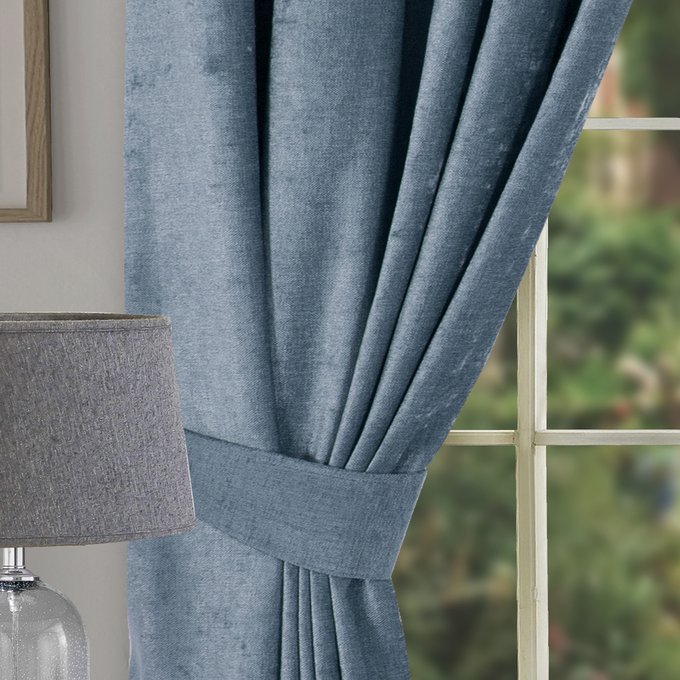 Luxury Chenille Curtain Tie Backs Pair Duck Egg Duck Egg