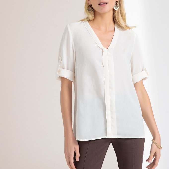 Plain Draping V Neck Blouse Anne Weyburn La Redoute