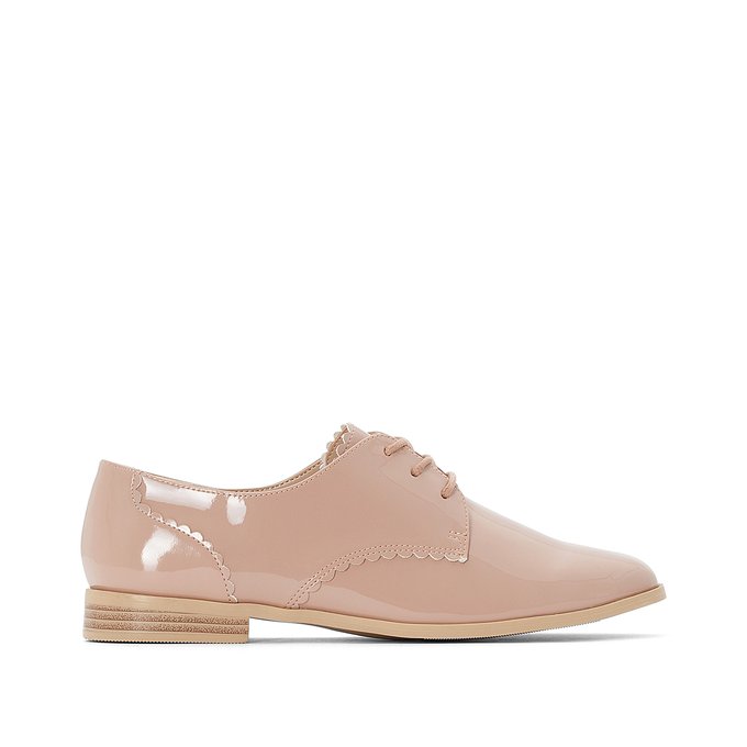 nude patent brogues