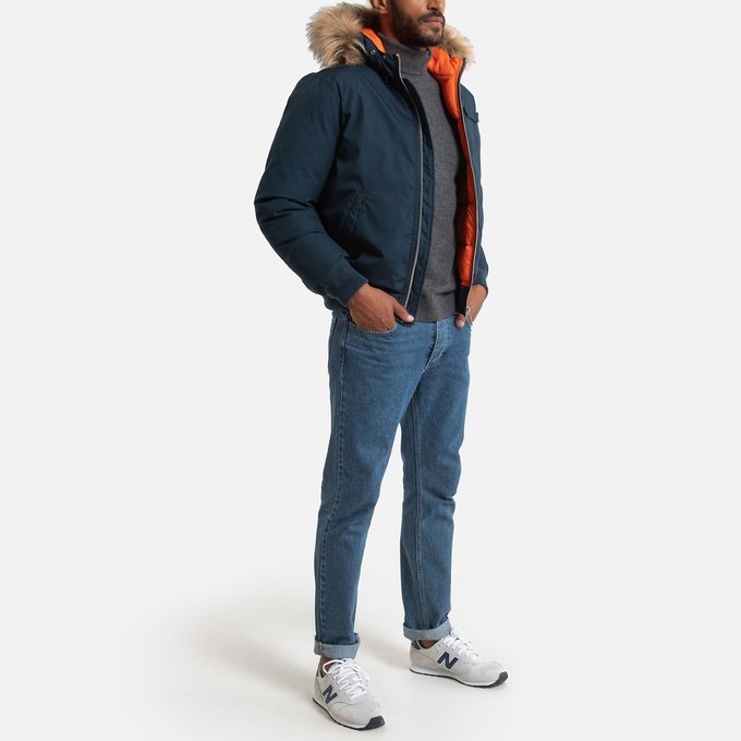 Powell Hooded Bomber Jacket With Zip Fastening Schott La Redoute