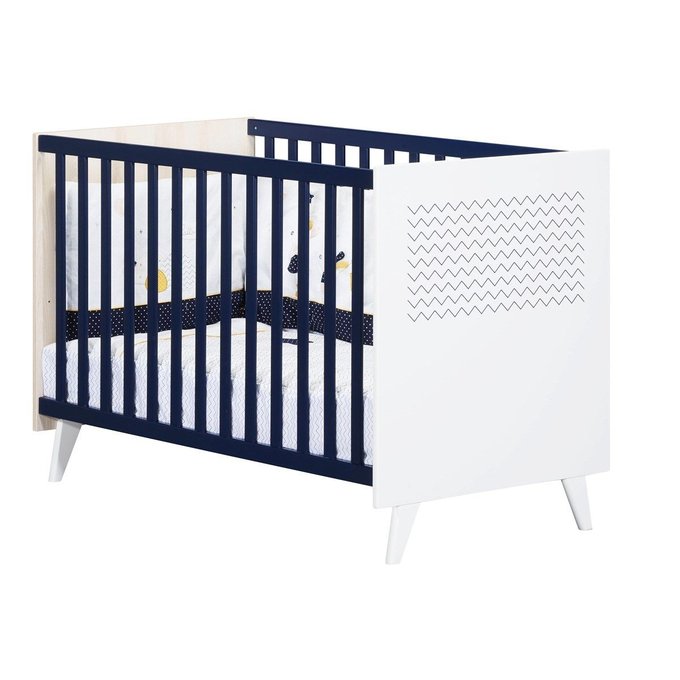 Lit Bebe 1x60 Hello Bleu Marine Sauthon La Redoute