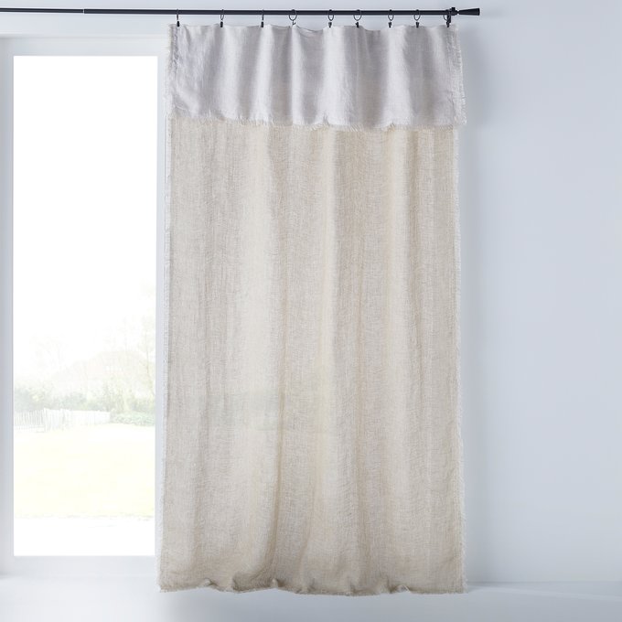 Beha Two Tone Sheer Linen Voile Curtain Natural White Am Pm