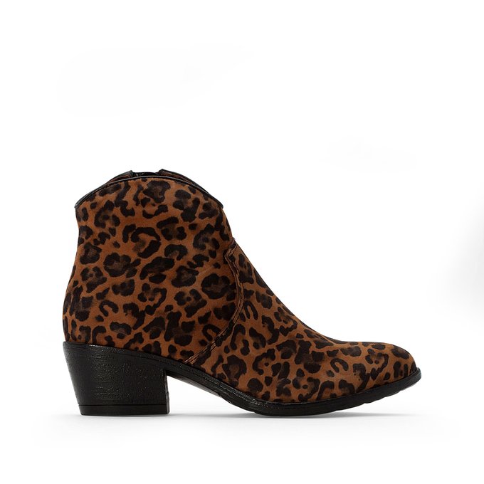 leopard print cowboy ankle boots