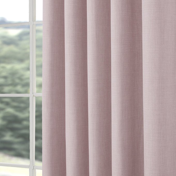 Hugo Woven Blockout Linen Look Eyelet Curtains Soft Pink Pale