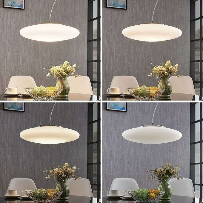 Suspension en verre moderne led, gunda blanc opale, nickel Suspension en verre moderne led, gunda blanc opale, nickel