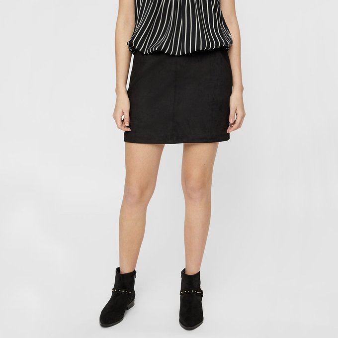 short black suede skirt