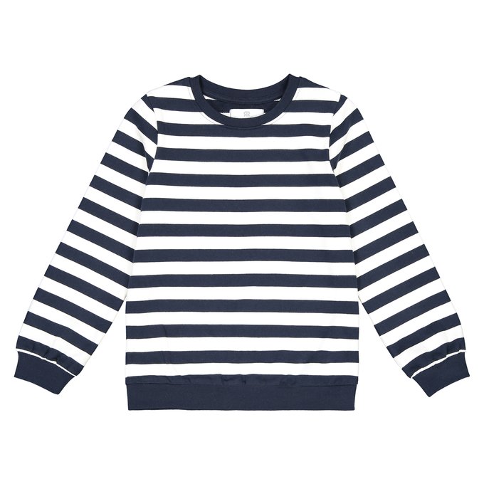 striped crew neck sweatshirt