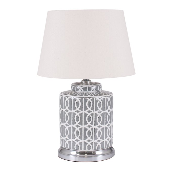 Grey and white geo pattern table lamp 