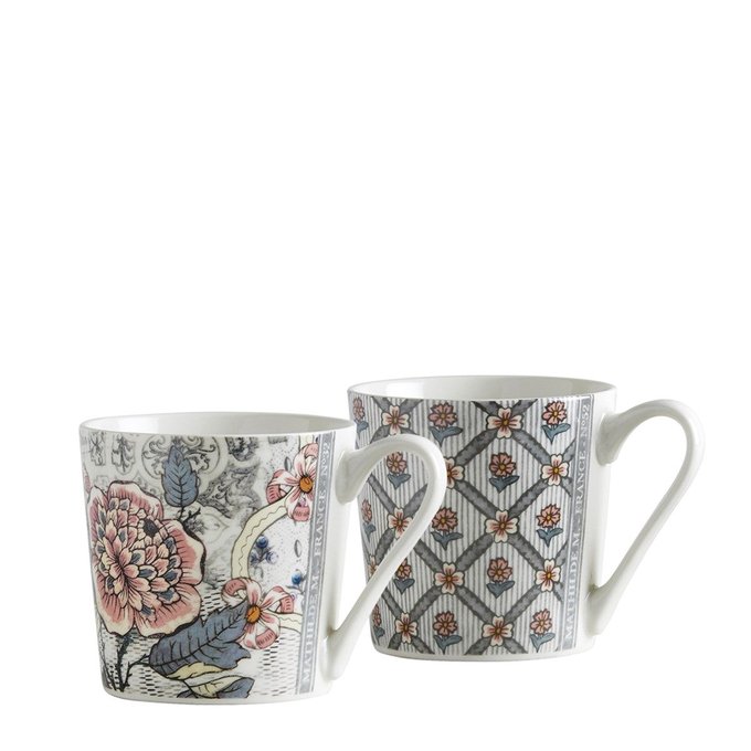 Set de 2 mugs madame de pompadour dominoté n52 multicolore Set tasses à café Madame de Pompadour Mathilde M