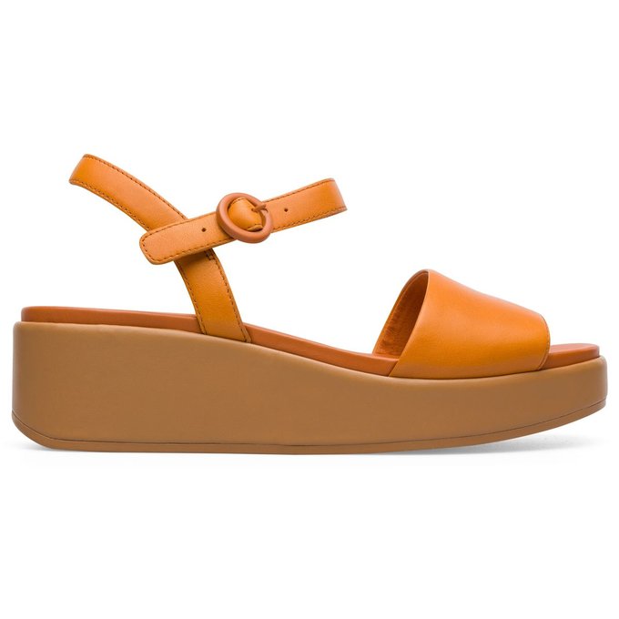 sandale compensée orange