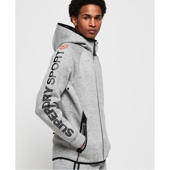 Sweat à capuche en stretch gym tech noir Superdry | La Redoute