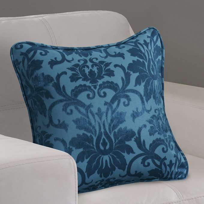Denton Damask Woven Cushion Teal Blue Home Curtains La Redoute